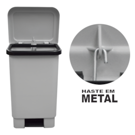 LIXEIRA RETANGULAR 50 LITROS COM PEDAL E HASTE DE METAL LIXEIRA RETANGULAR 50 LITROS COM PEDAL E HASTE DE METAL