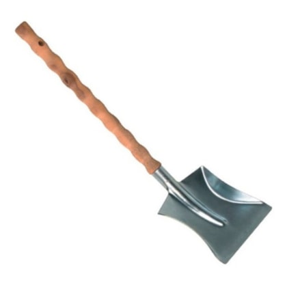 PA P/CARVÃO INOX PEQUENA CABO 32 CM CABO DE MADEIRA