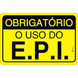 PLACA ADESIVA EM ALUMINIO EPI OBRIGATÓRIO USO DO E.P.I.