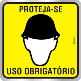 PLACA ADESIVA EM ALUMINIO EPI USO OBRIGATÓRIO DE CAPACETE PLACA ADESIVA EM ALUMINIO EPI USO OBRIGATÓRIO DE CAPACETE
