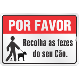 PLACA ADESIVA EM ALUMINIO RECOLHA AS FEZES DO SEU CÃO