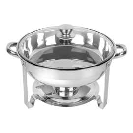 RECHAUD REDONDO COM TAMPA 4L EM ACO INOX COM FOGAREIRO TL801