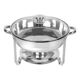 RECHAUD REDONDO COM TAMPA 6L EM ACO INOX COM FOGAREIRO TL802