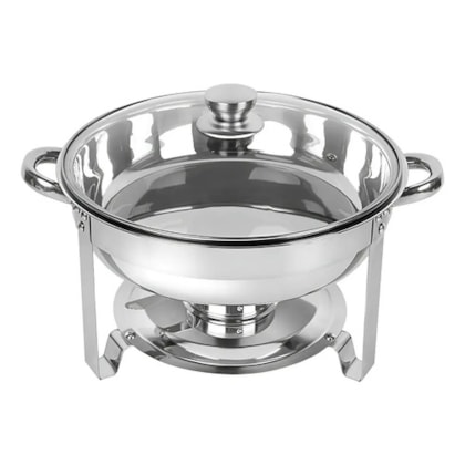 RECHAUD REDONDO COM TAMPA 6L EM ACO INOX COM FOGAREIRO TL802